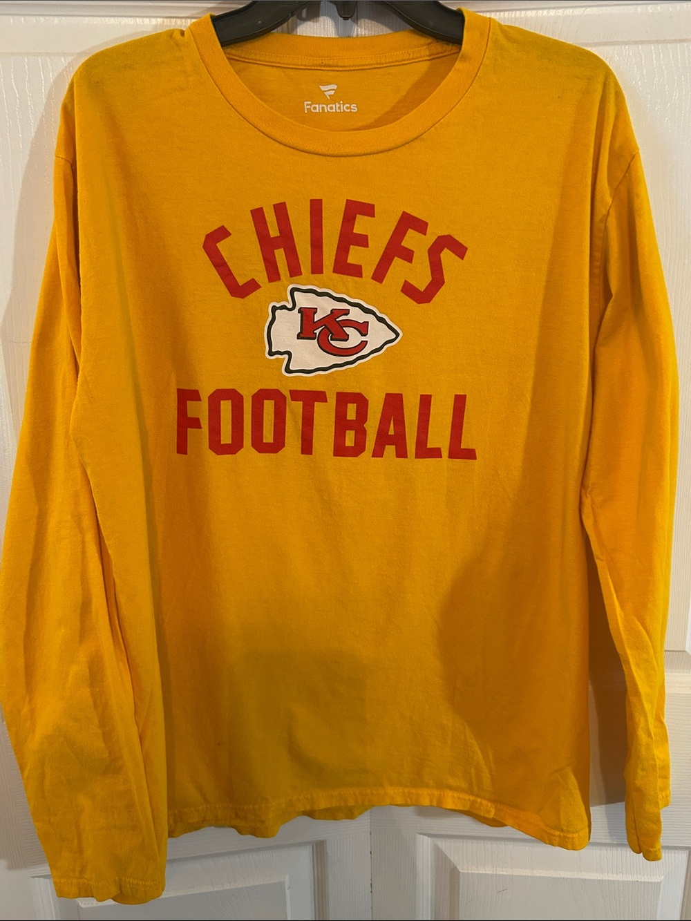 Fanatics Yellow Kansas City Chiefs Long Sleeve Tee with Red Logo